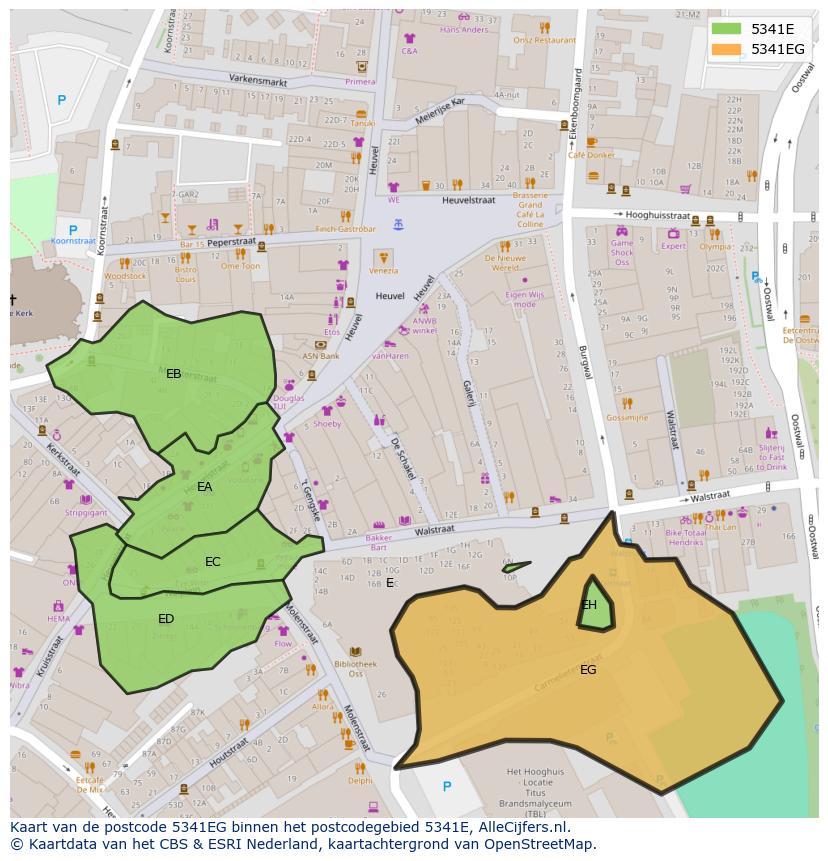 Afbeelding van het postcodegebied 5341 EG op de kaart.