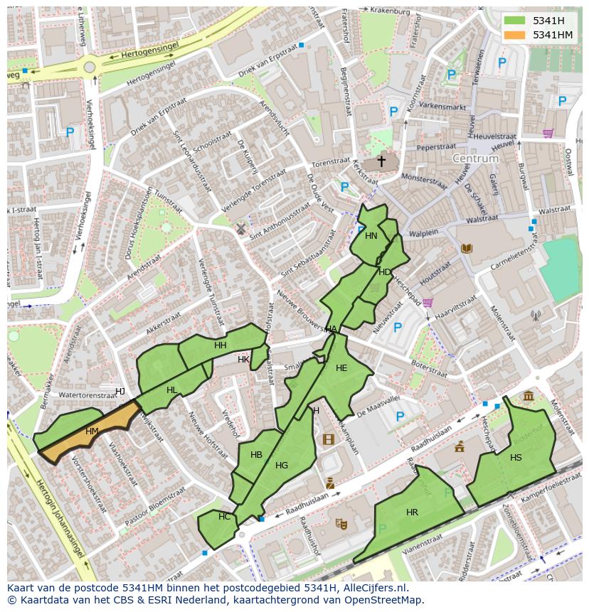 Afbeelding van het postcodegebied 5341 HM op de kaart.