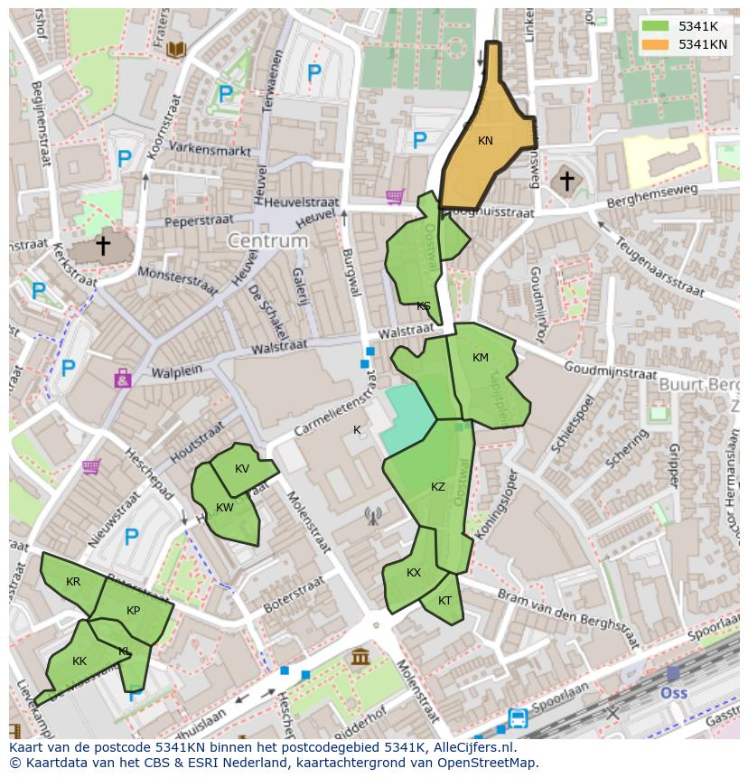 Afbeelding van het postcodegebied 5341 KN op de kaart.