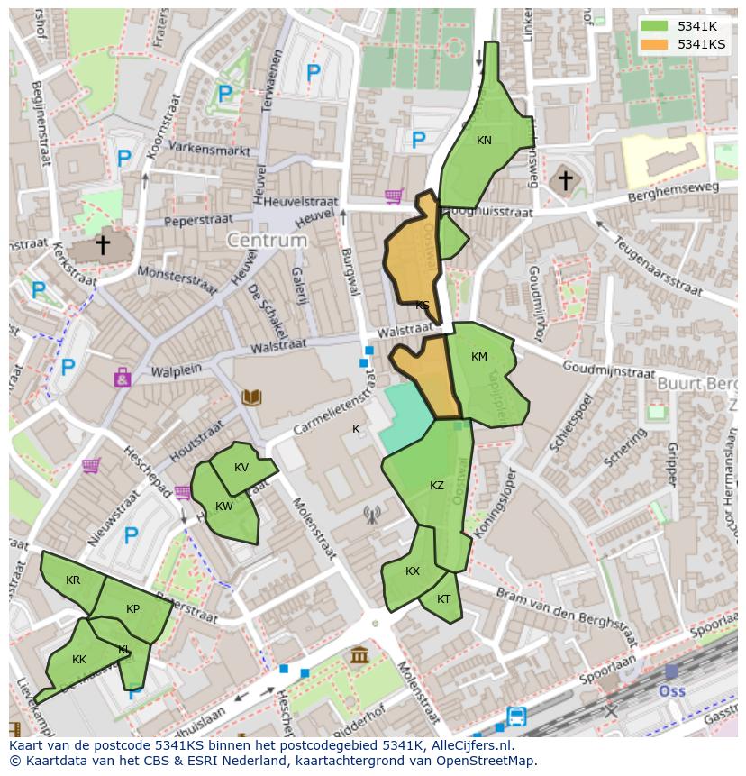 Afbeelding van het postcodegebied 5341 KS op de kaart.