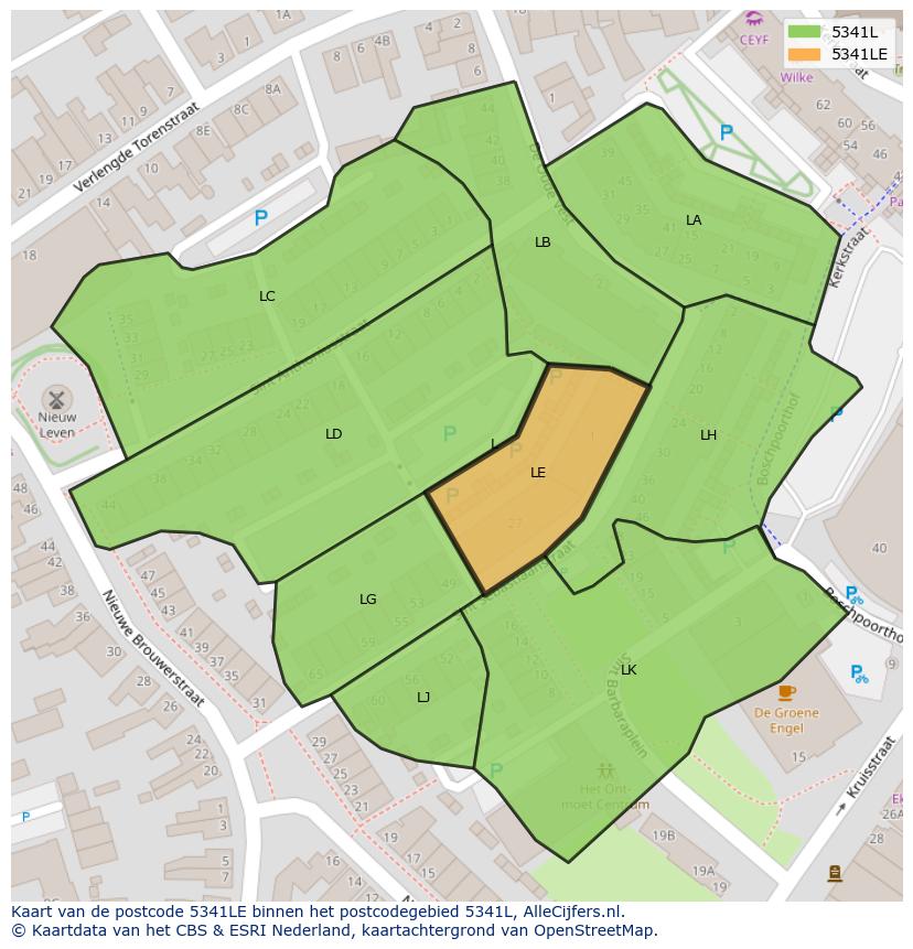 Afbeelding van het postcodegebied 5341 LE op de kaart.