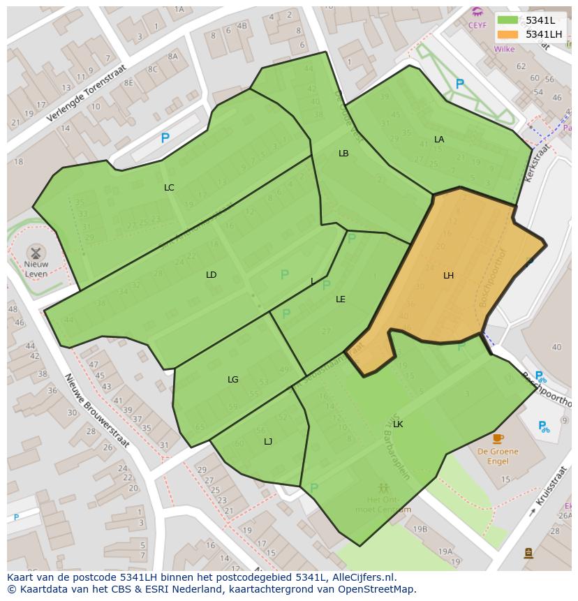 Afbeelding van het postcodegebied 5341 LH op de kaart.