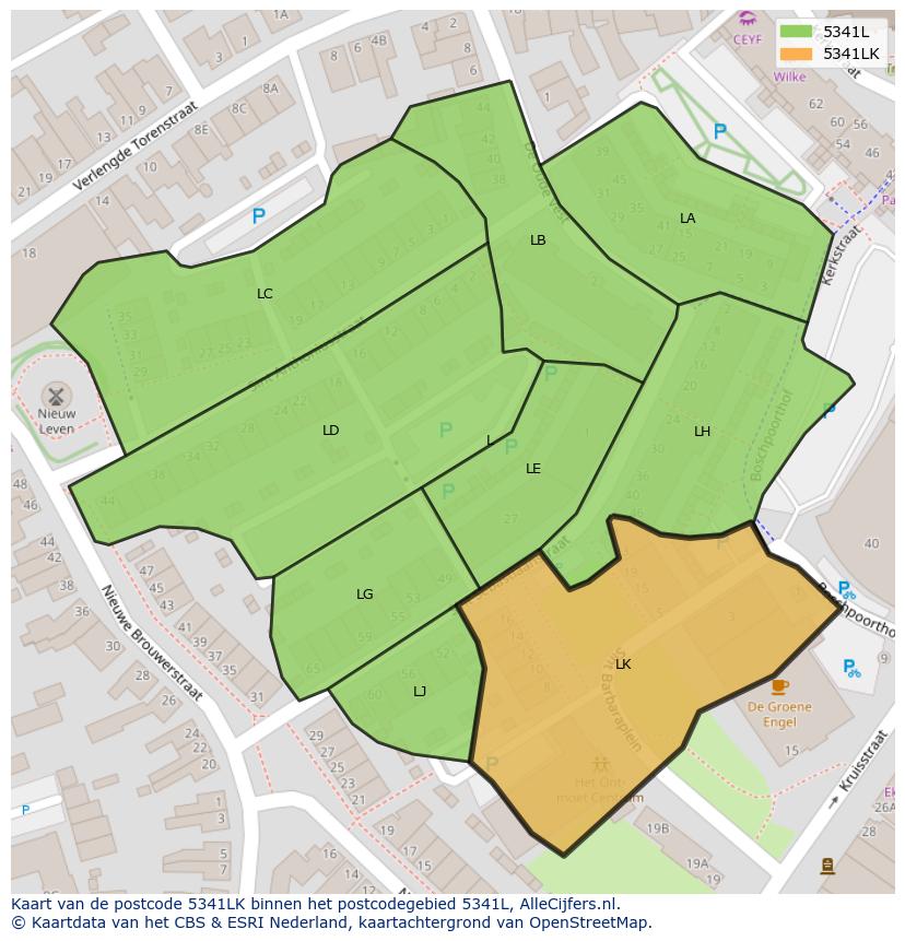 Afbeelding van het postcodegebied 5341 LK op de kaart.