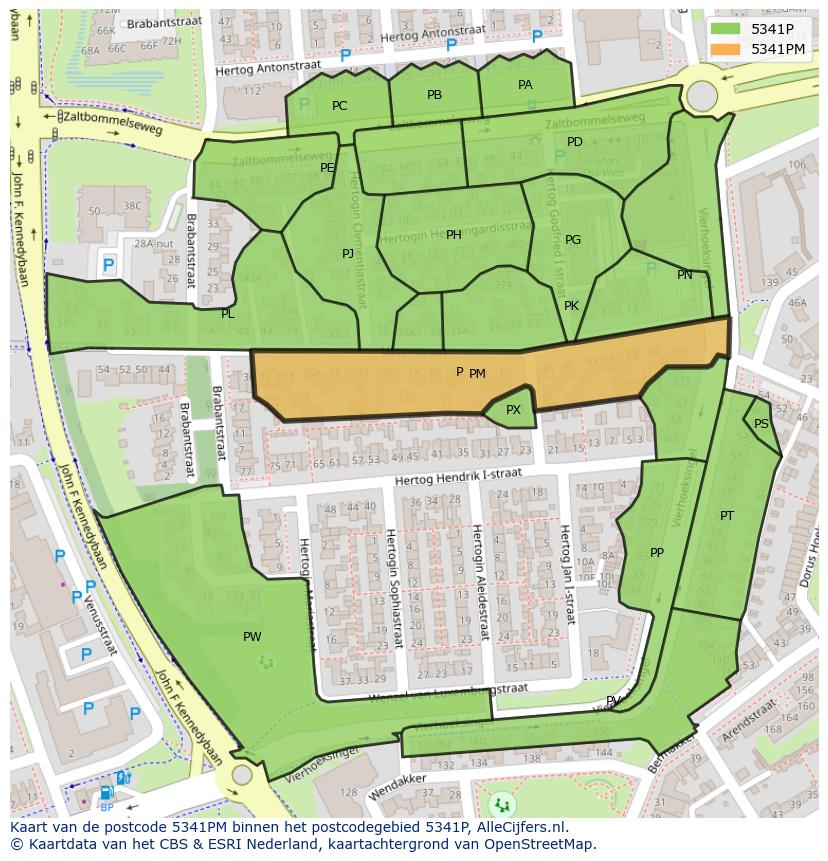Afbeelding van het postcodegebied 5341 PM op de kaart.