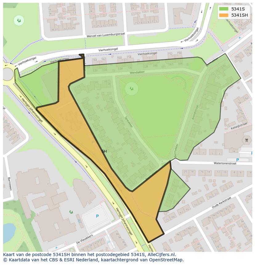 Afbeelding van het postcodegebied 5341 SH op de kaart.