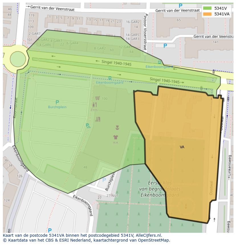 Afbeelding van het postcodegebied 5341 VA op de kaart.
