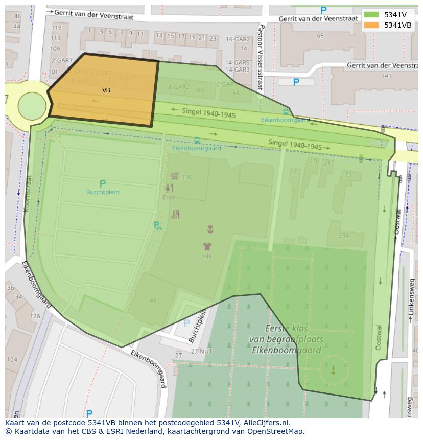 Afbeelding van het postcodegebied 5341 VB op de kaart.