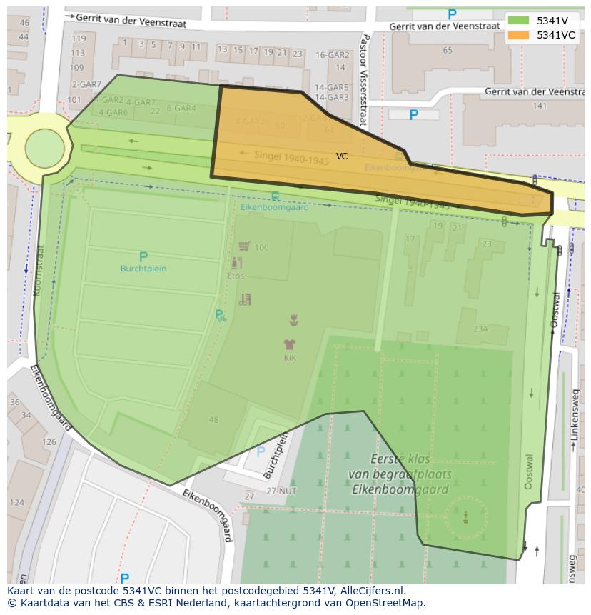 Afbeelding van het postcodegebied 5341 VC op de kaart.