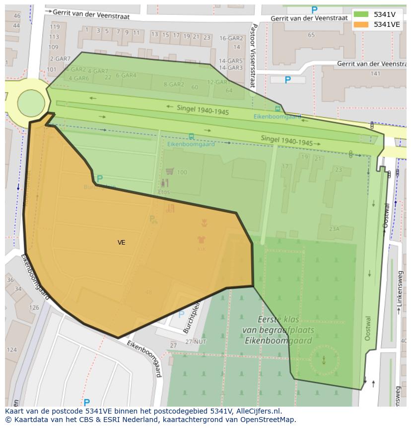 Afbeelding van het postcodegebied 5341 VE op de kaart.