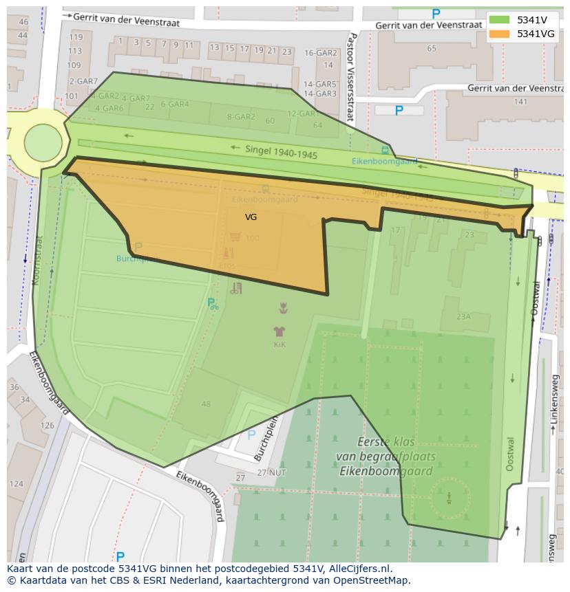 Afbeelding van het postcodegebied 5341 VG op de kaart.