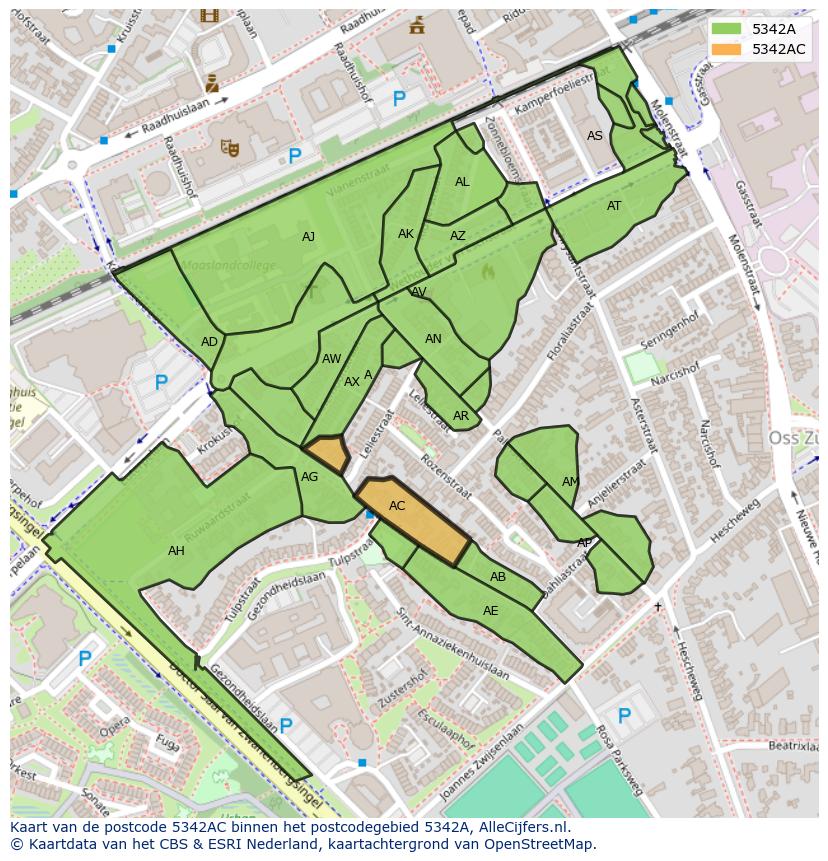 Afbeelding van het postcodegebied 5342 AC op de kaart.