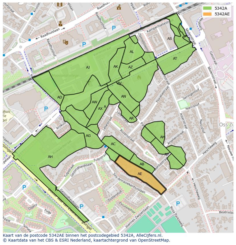 Afbeelding van het postcodegebied 5342 AE op de kaart.
