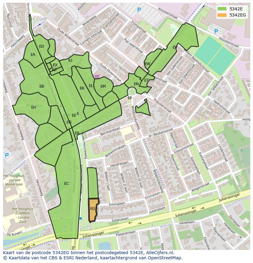 Afbeelding van het postcodegebied 5342 EG op de kaart.