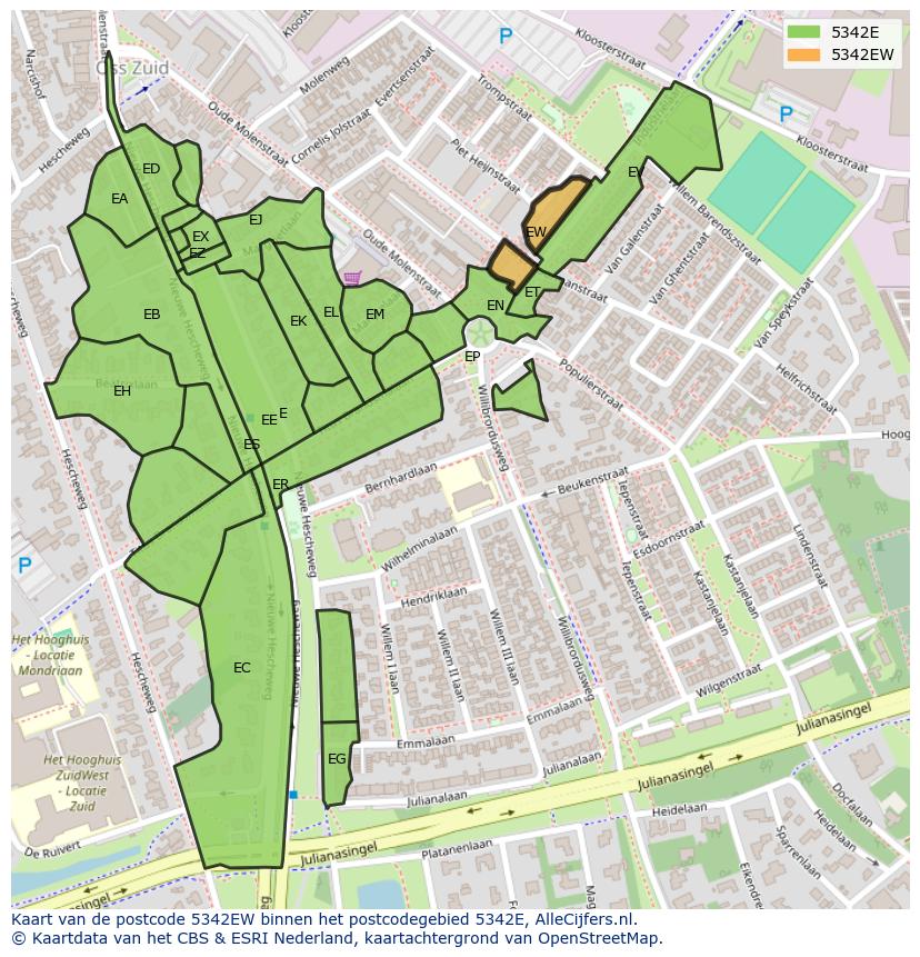 Afbeelding van het postcodegebied 5342 EW op de kaart.