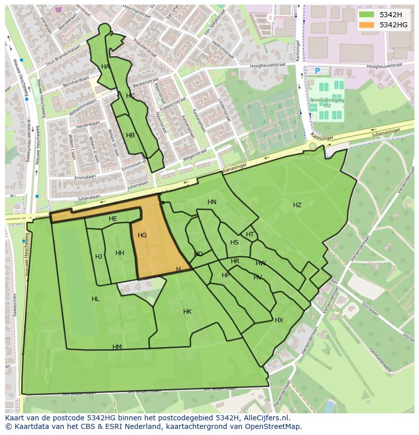 Afbeelding van het postcodegebied 5342 HG op de kaart.