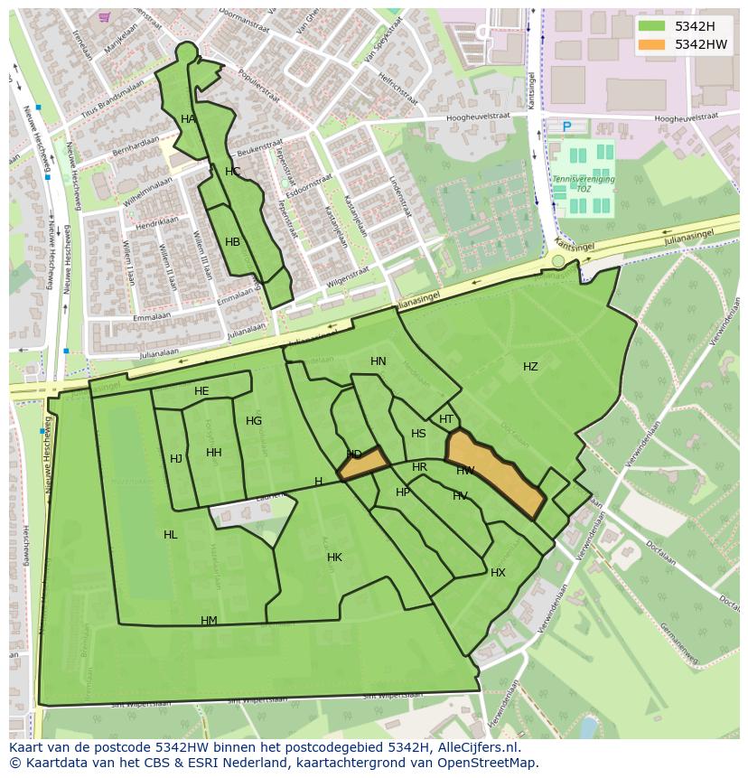Afbeelding van het postcodegebied 5342 HW op de kaart.