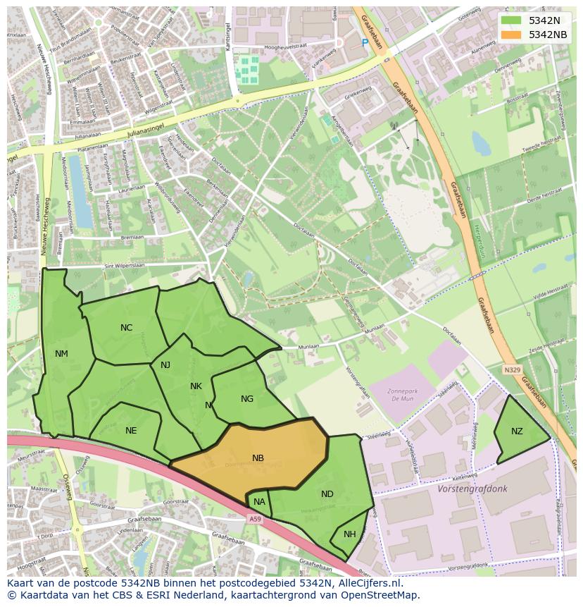 Afbeelding van het postcodegebied 5342 NB op de kaart.