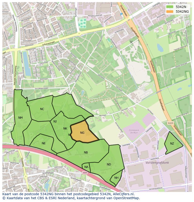 Afbeelding van het postcodegebied 5342 NG op de kaart.