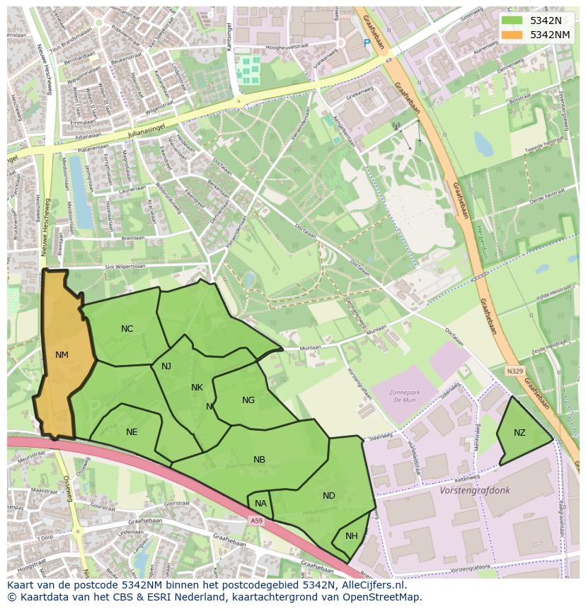 Afbeelding van het postcodegebied 5342 NM op de kaart.