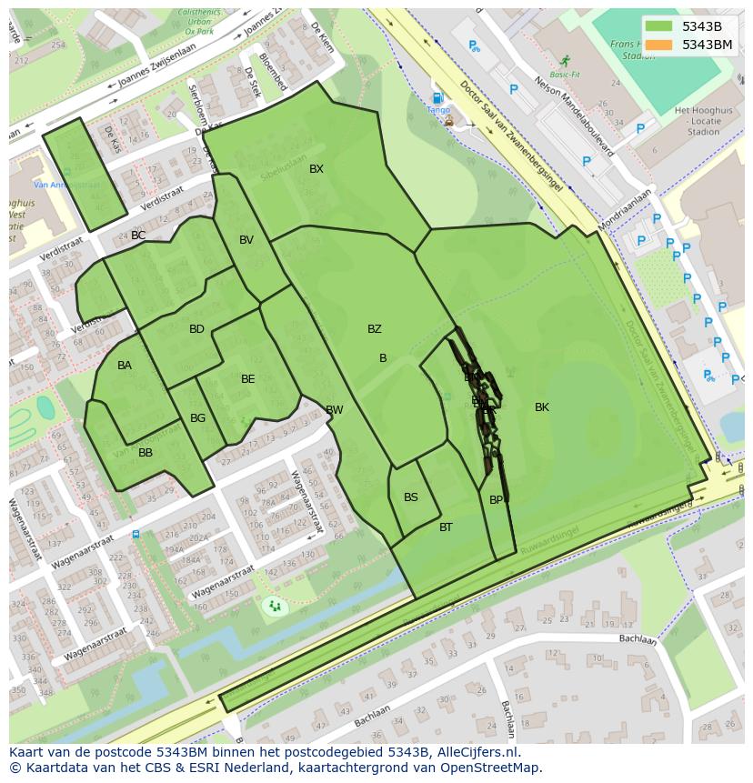 Afbeelding van het postcodegebied 5343 BM op de kaart.