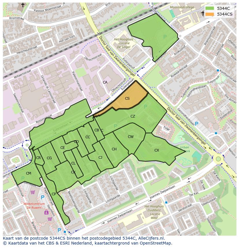 Afbeelding van het postcodegebied 5344 CS op de kaart.