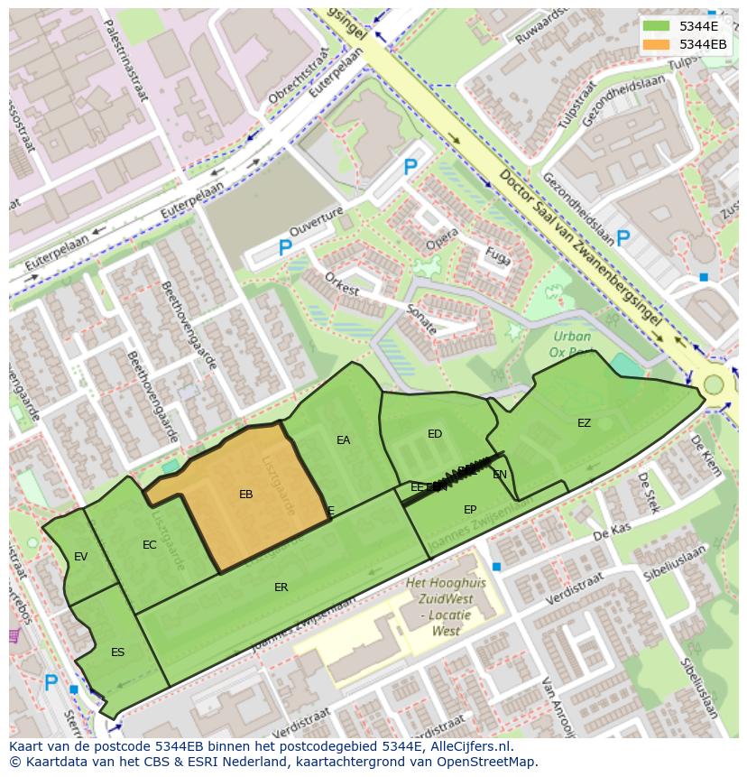Afbeelding van het postcodegebied 5344 EB op de kaart.