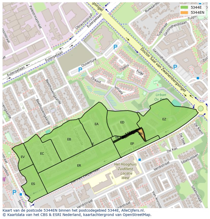 Afbeelding van het postcodegebied 5344 EN op de kaart.