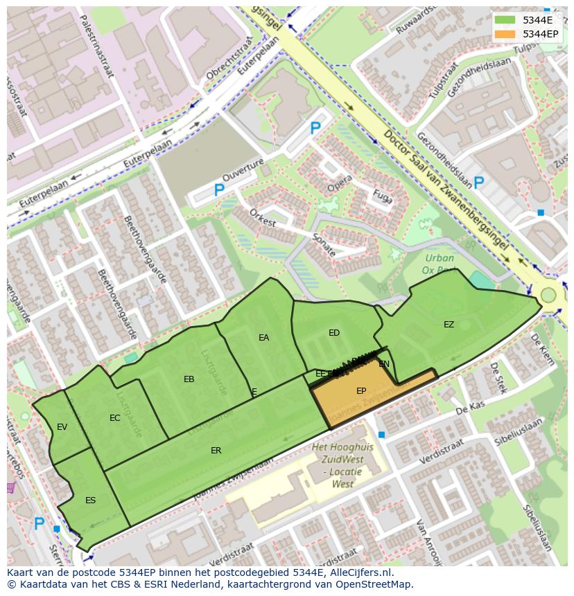 Afbeelding van het postcodegebied 5344 EP op de kaart.