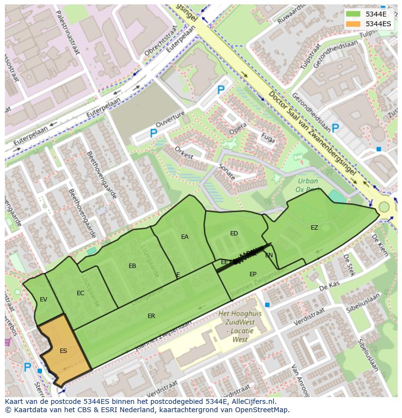 Afbeelding van het postcodegebied 5344 ES op de kaart.