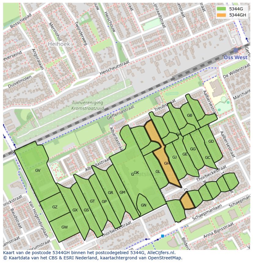 Afbeelding van het postcodegebied 5344 GH op de kaart.