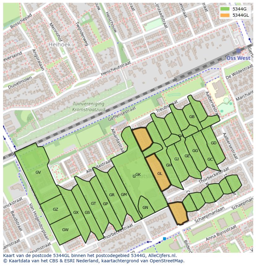 Afbeelding van het postcodegebied 5344 GL op de kaart.