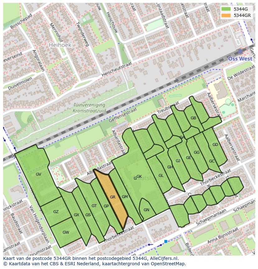 Afbeelding van het postcodegebied 5344 GR op de kaart.