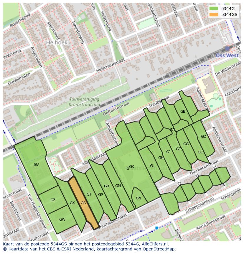 Afbeelding van het postcodegebied 5344 GS op de kaart.