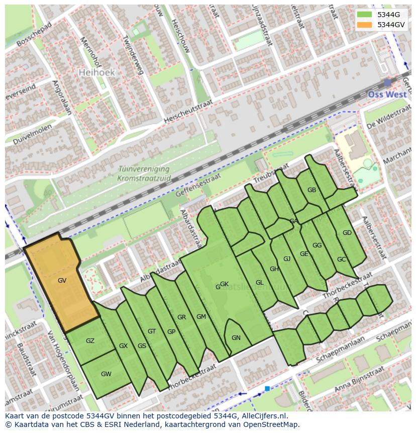 Afbeelding van het postcodegebied 5344 GV op de kaart.