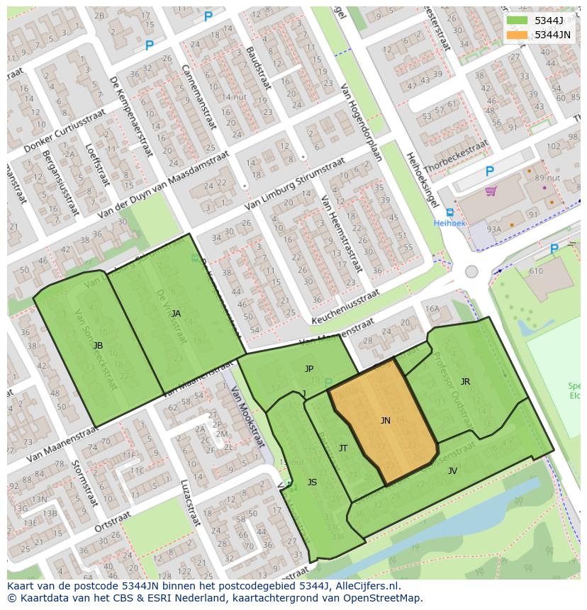 Afbeelding van het postcodegebied 5344 JN op de kaart.