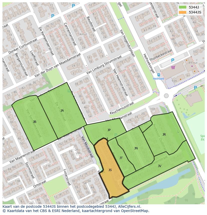 Afbeelding van het postcodegebied 5344 JS op de kaart.