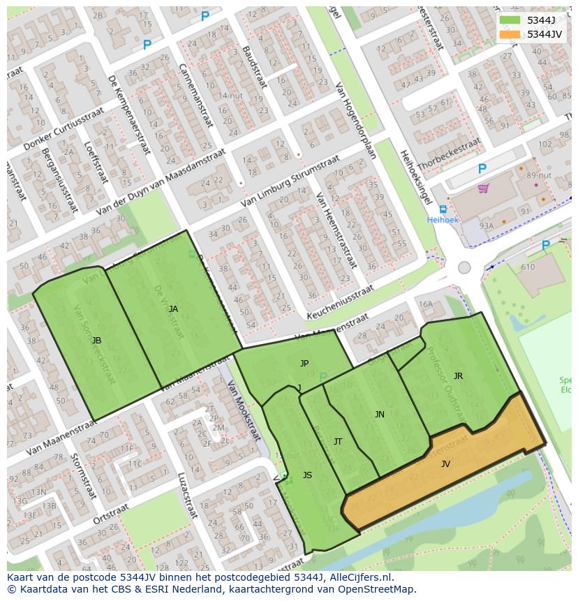 Afbeelding van het postcodegebied 5344 JV op de kaart.