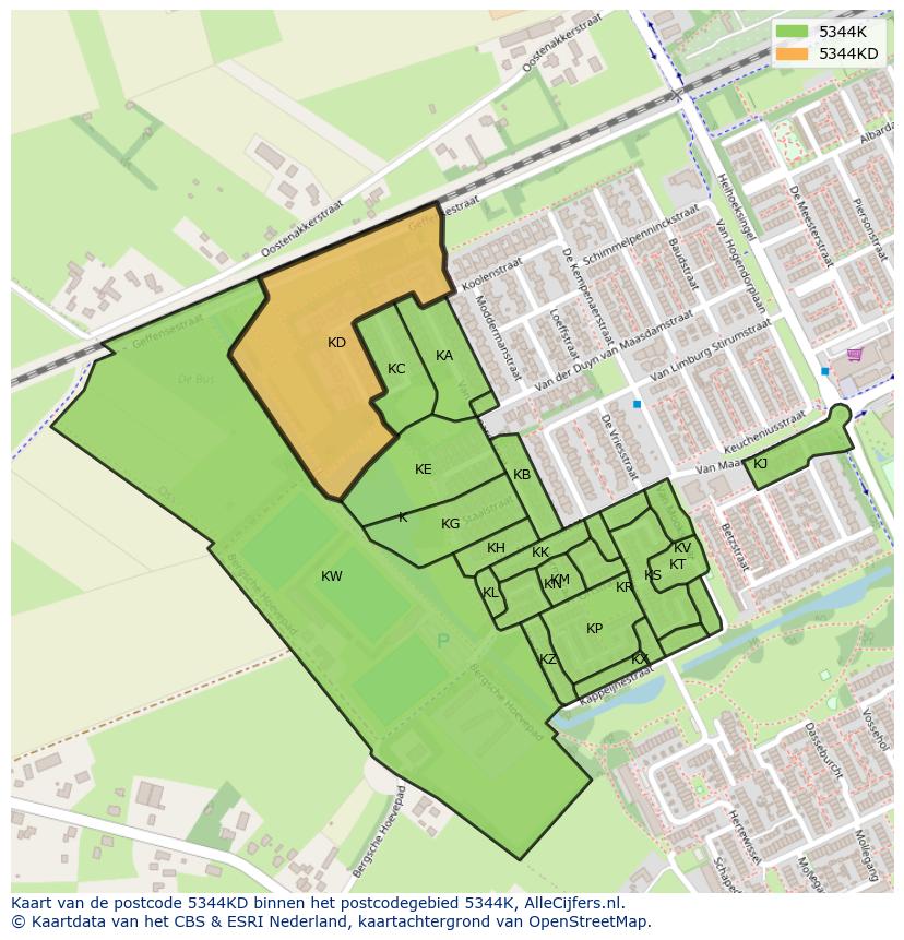 Afbeelding van het postcodegebied 5344 KD op de kaart.