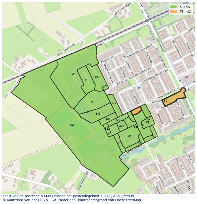 Afbeelding van het postcodegebied 5344 KJ op de kaart.