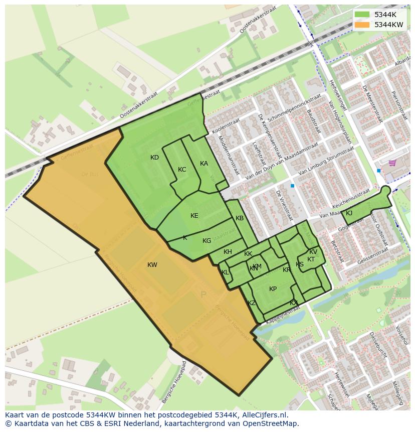 Afbeelding van het postcodegebied 5344 KW op de kaart.