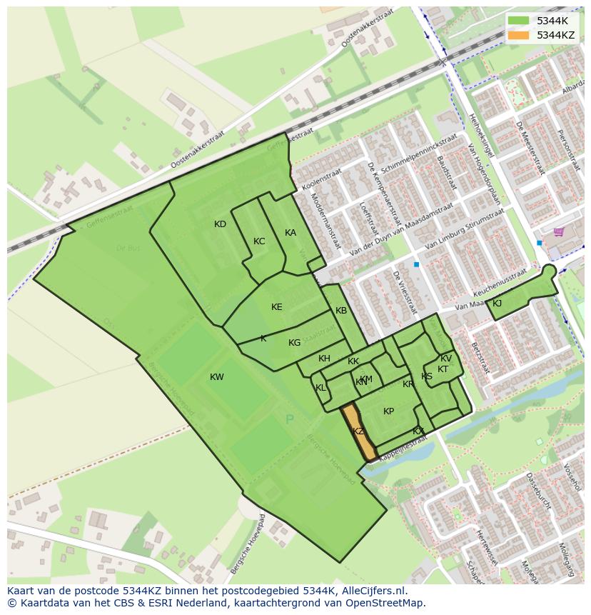 Afbeelding van het postcodegebied 5344 KZ op de kaart.