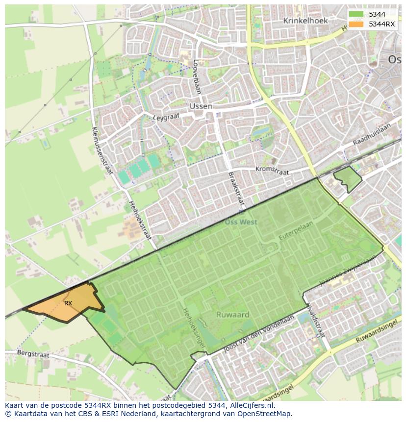 Afbeelding van het postcodegebied 5344 RX op de kaart.