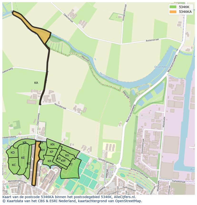 Afbeelding van het postcodegebied 5346 KA op de kaart.