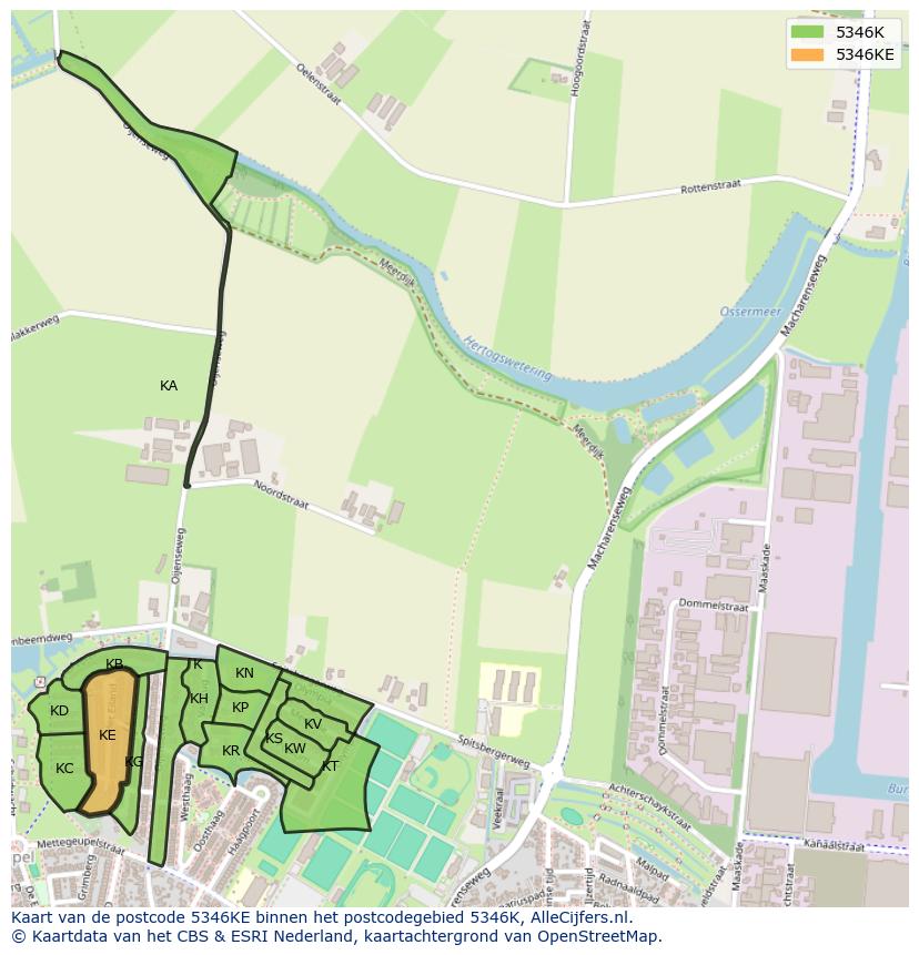 Afbeelding van het postcodegebied 5346 KE op de kaart.