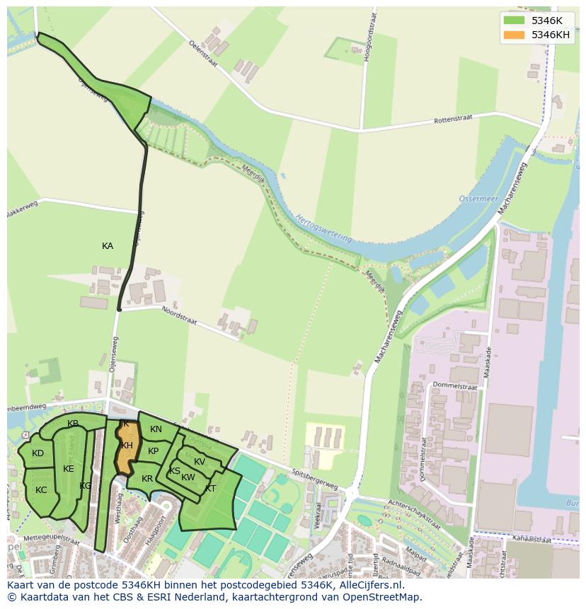 Afbeelding van het postcodegebied 5346 KH op de kaart.