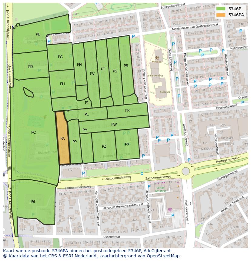 Afbeelding van het postcodegebied 5346 PA op de kaart.