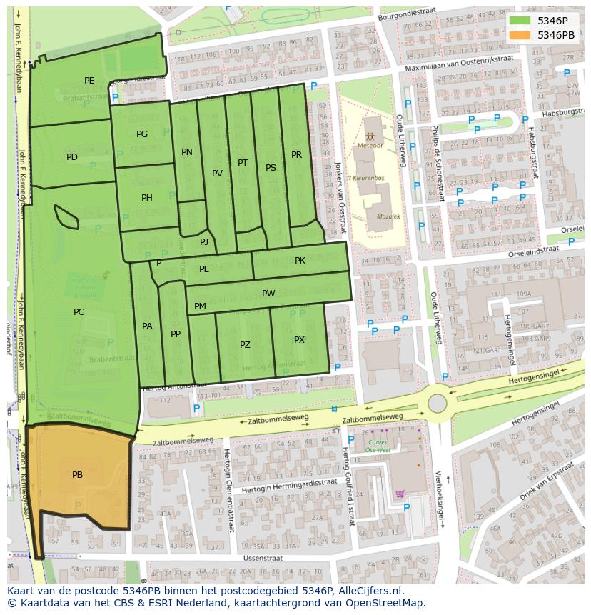 Afbeelding van het postcodegebied 5346 PB op de kaart.