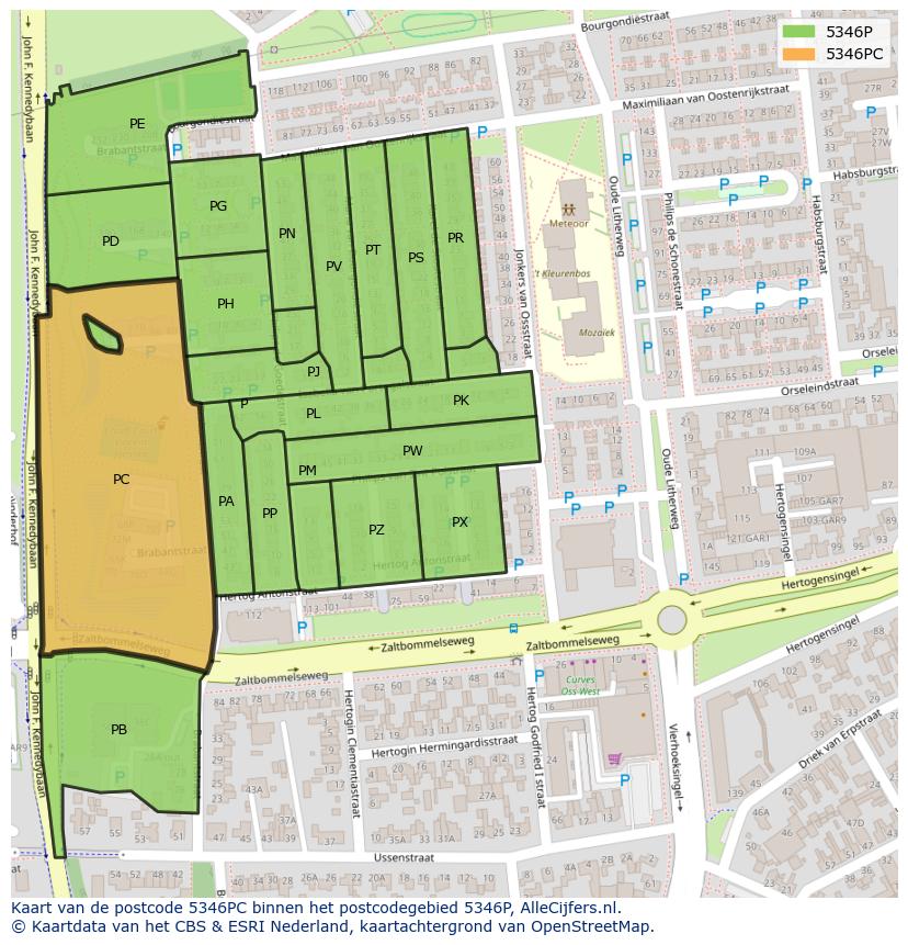 Afbeelding van het postcodegebied 5346 PC op de kaart.