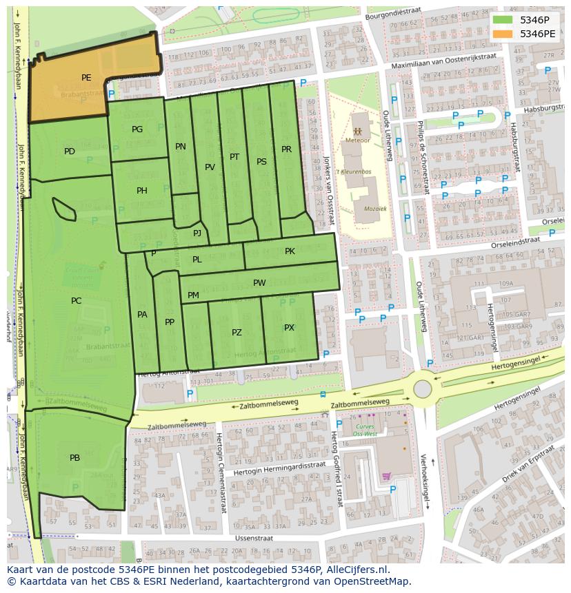 Afbeelding van het postcodegebied 5346 PE op de kaart.