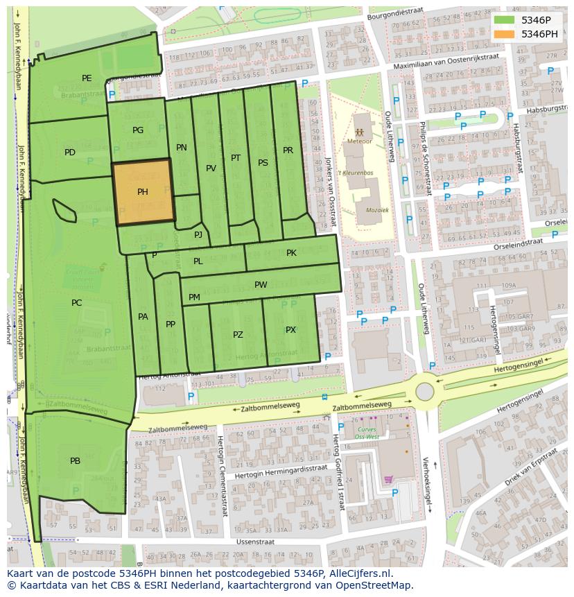 Afbeelding van het postcodegebied 5346 PH op de kaart.